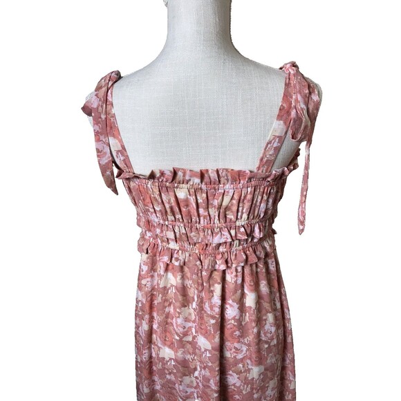 ASTR the Label Woman's Coral Rust Floral Halter Dress With Shoulder Straps Sz S - Picture 3 of 8
